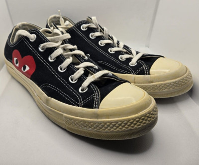 Converse Comme Des Garcons Play Black Low Trainers Mens Size US 8 / EU 41.5