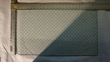 13 7/8in W x 25 3/8in L x 1/4in Thick. 3/4in Diagonal Wired Fire/Safety Glass