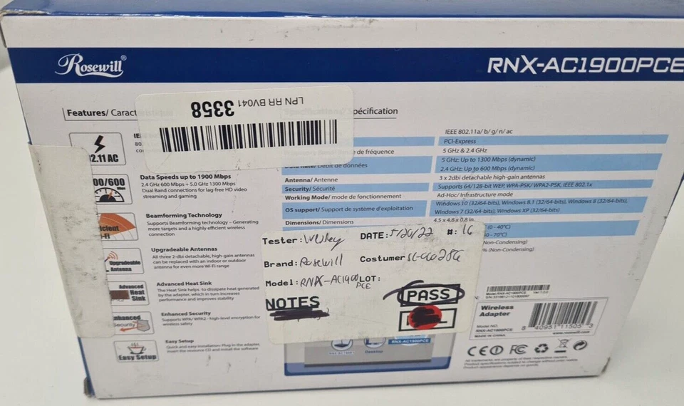 Rosewill AC1900 Wireless WiFi Dual Band PCI Express PCIe Adapter AC1900PCE OEM - Image 3 of 4