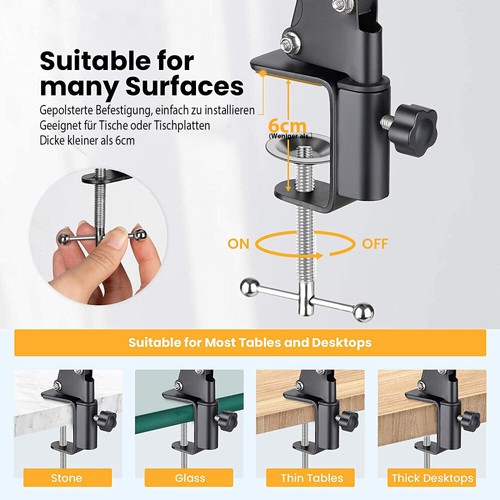 Verstellbar Halterung Handy Halter Tisch Bett Ständer für iPad Samsung Tablet - Afbeelding 7 van 14