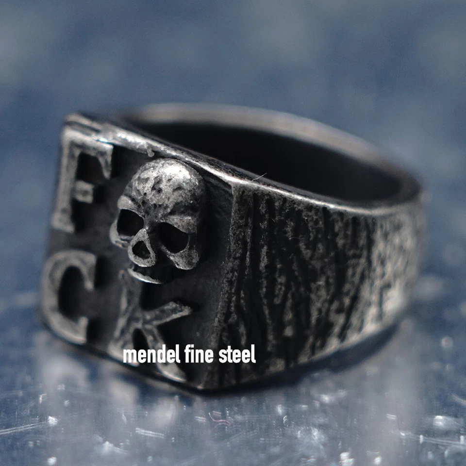 Anillo cuadrado calavera punk negro gótico MENDEL para hombre de acero inoxidable talla 7-15 Foto 4 de 4