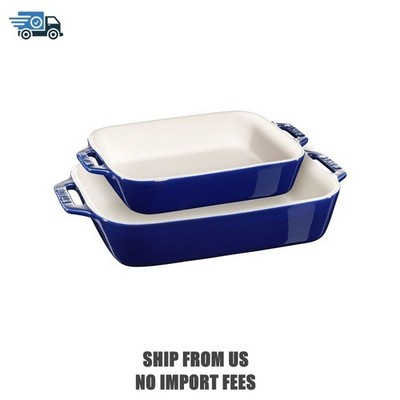 Staub Stoneware2-pc, Rectangular Baking Dish Set, dark blue