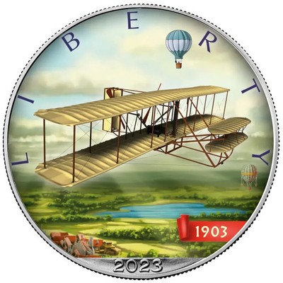Silbermünze Silver Eagle Flugzeug Erfindungen (6.) 2023 - USA - 1 Oz ST