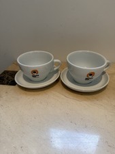 Set of 2 Matthew Algie Coffee Cups & Saucers Espresso Cappuccino Café Style