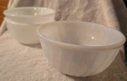 Vintage 2x 6" & a 7” Ivory Off White Fire-King Swirl Oven Proof Glass Mix Bowls