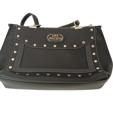 Love Moschino Studded Tote Bag Women's Black Faux Leather Satchel Preloved