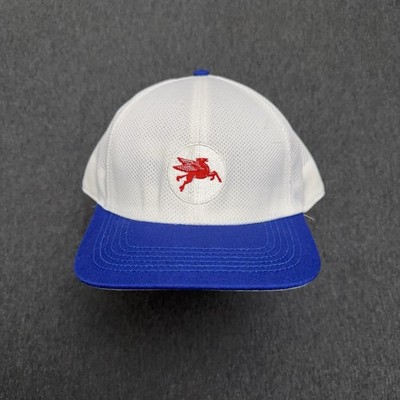 Exxon Mobil Pegasus Hat OSFA White Adjustable Plain Logo Oil USA