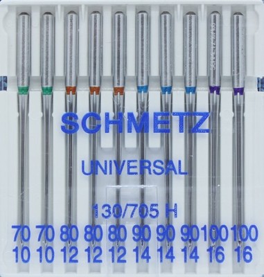 10 Schmetz Universal Nähmaschinen Nadeln 130/705H Flachkolben Sortiment 70 - 100