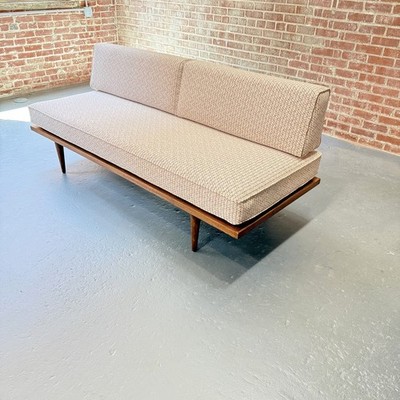 Vintage Mid-Century Modern Walnut Daybed Restored Knoll Fabric Sofa MCM