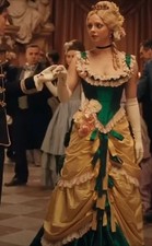 Movie Ugly Stepsister Elvira Cosplay Costume Green Ball Gown Women Evil Princess