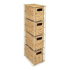 Water Hyacinth 4 Drawer Hand Woven Tower Storage Unit Home Bathroom Office
