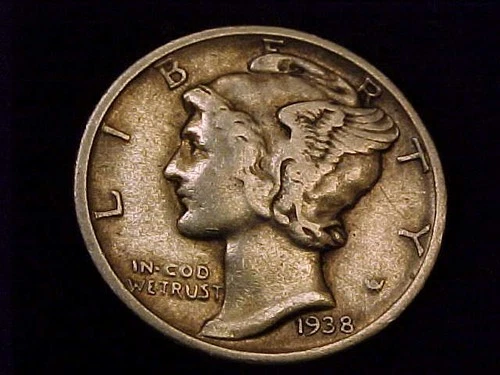 1938-D  Mercury Dime, a Very Fine Grade Coin