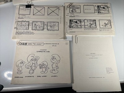 THE SMURFS Animation Production Art HUGE LOT Model Sheet StoryboardScript Cel X1