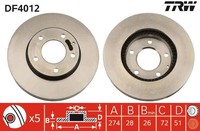 2X TRW Bremsscheibe DF4012 FüR Mazda MPV TA LW Xedos 2 Lwew 24V LW3W TA3P TA5P