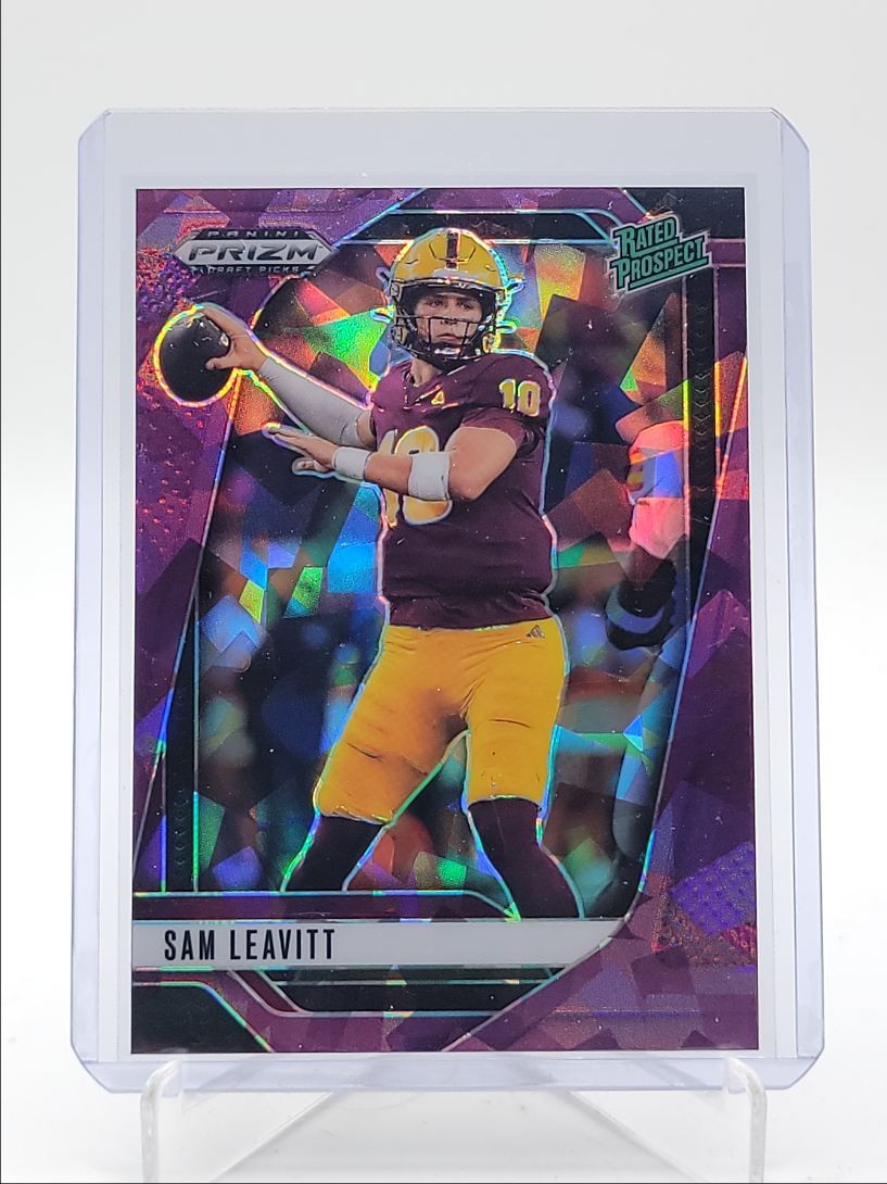 SAM LEAVITT 2025 PANINI PRIZM DRAFT RATED PROSPECT PURPLE ICE /199 Q6136
