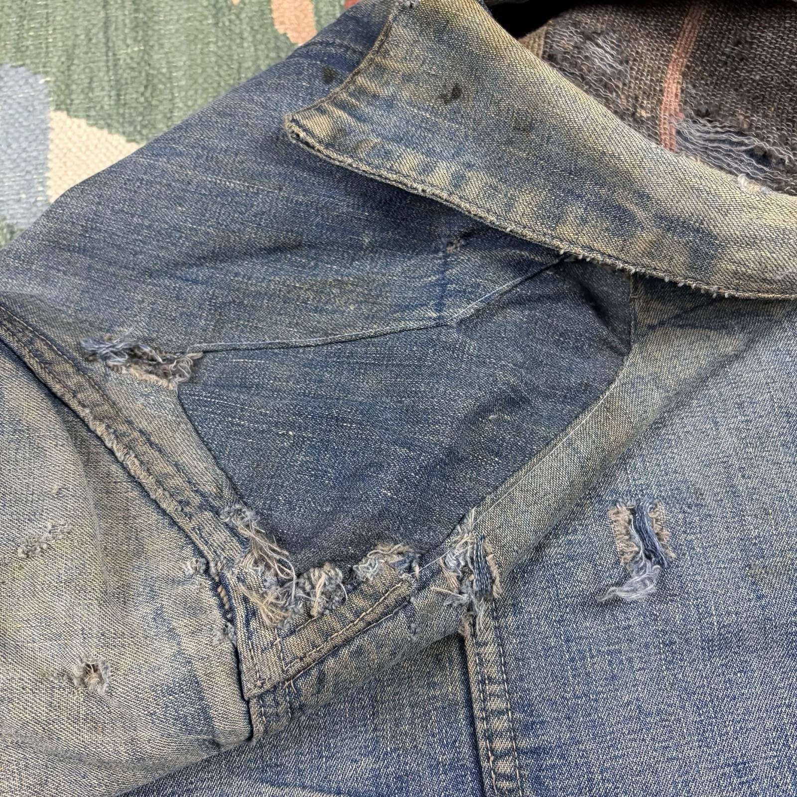 Vintage 1930s WW2 Faded Distressed Thrashed Lined Chore Jacket Workwear XL image 17