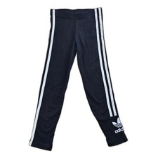 Adidas 3 Stripe Leggings Black White Kids Youth Medium 5 / 6