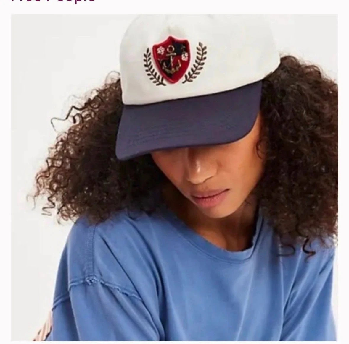 NWT Free People Anchor Charmed Baseball Cap in White s-l400.jpg main image 3