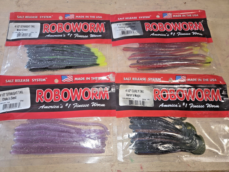 Roboworm 4 1/2" lot of 4 packs, NEW in bags