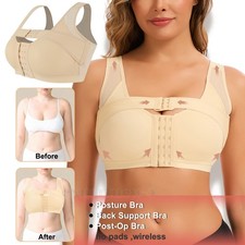 Women's Breast Support Band Post Surgery Front Closure Bra Wirefree Mastectomy