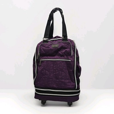 Biaggi Zipsak Folding  Expandable Luggage Carry-On Roll Spinner Purple Nylon