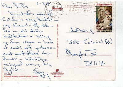 1983 Carmel By The Sea California Postcard Handwritten Travel Note Posted