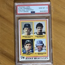 1978 Topps Alan Trammell Rookie Auto.  PSA/DNA Certified GEM MT 10