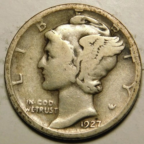1927 D Mercury Dime G-VG "Actual Coin Pictured Not Cleaned, Polished or Dipped"