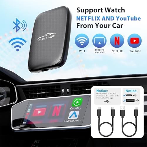 3-in-1 Wireless Carplay and Android Auto Adapter Streaming Video Fits Black - Picture 4 of 7