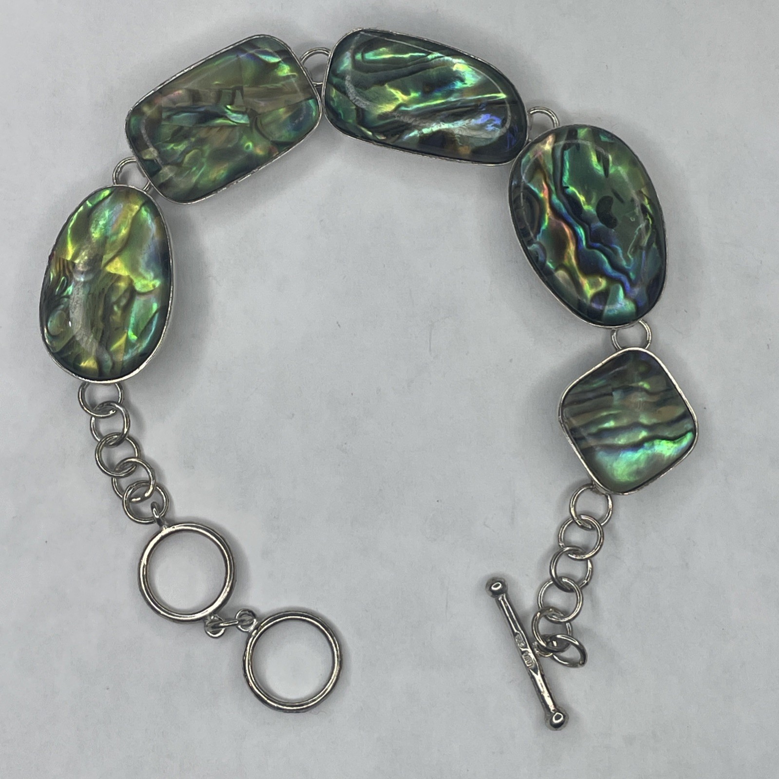 Solid Sterling With Abalone Toggle Bracelet Adjus… - image 1