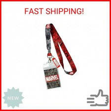 Bioworld Marvel Lanyard ID Badge Holder, 2" Rubber Charm Pendant with Raised Scr