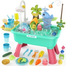 4-in-1 Electric Water Table Toy for Toddlers 1-3,Kitchen Play Sink Toys with ...