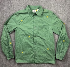 Disney Mickey Mouse Shirt Size Small Logo Embroidered Green Gold Button Up