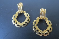 Vintage 80s Gold Tone Door Knocker Clip-On Earrings - Geometric Statement