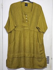 Mustard Linen Blend Tunic Dress Size S/M by Wall London 