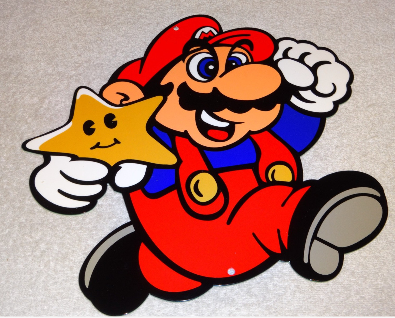 VINTAGE MARIO BROTHERS SUPER NINTENDO +STAR 12" SNES VIDEO GAME METAL BROS SIGN!