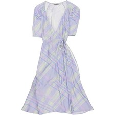 OMNES Lilac Plaid Wrap Dress