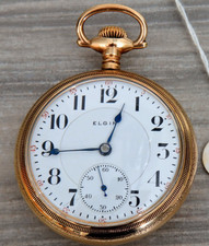GF Elgin Veritas 214 18s 23j MATCHING SERIAL Stag Case Pocket Watch 13425832