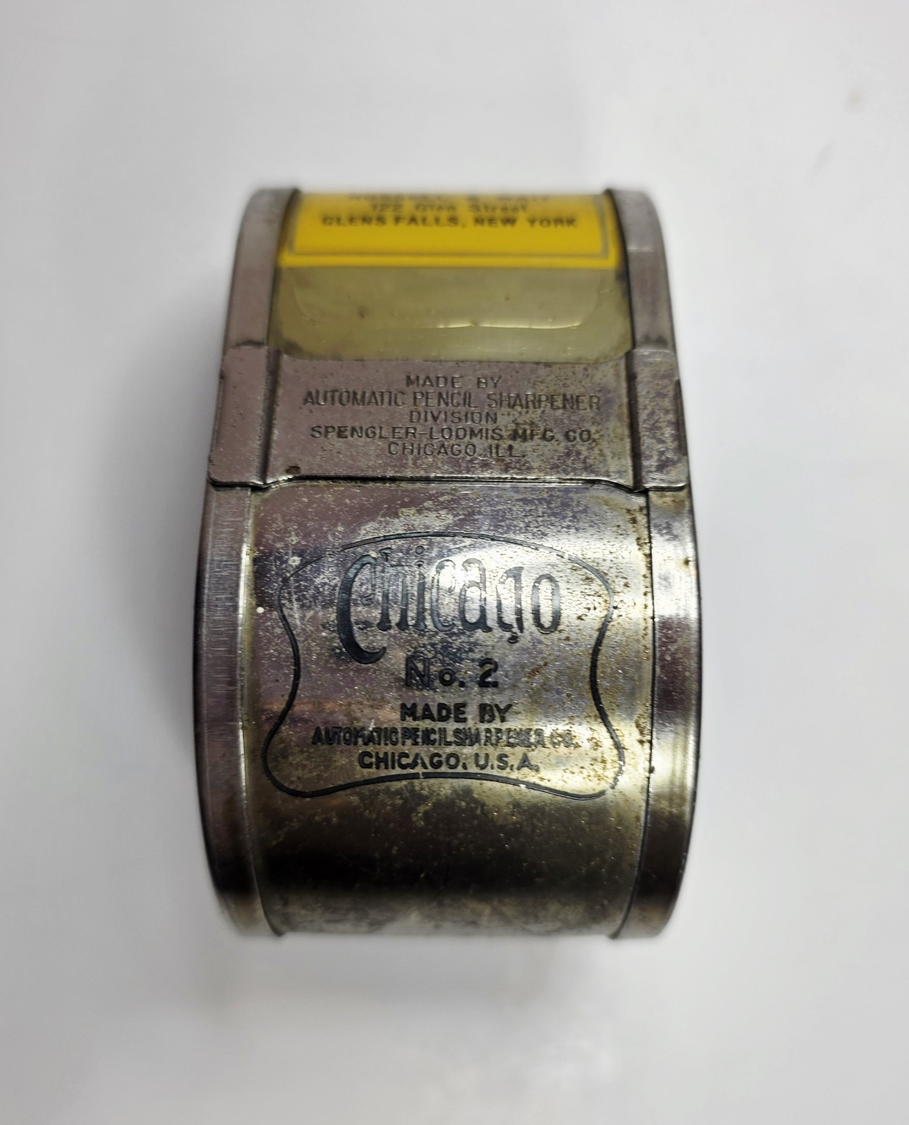 Vintage 1920's APSCO No 2 Pencil Sharpener Made In Chicago IL for Glens Falls NY