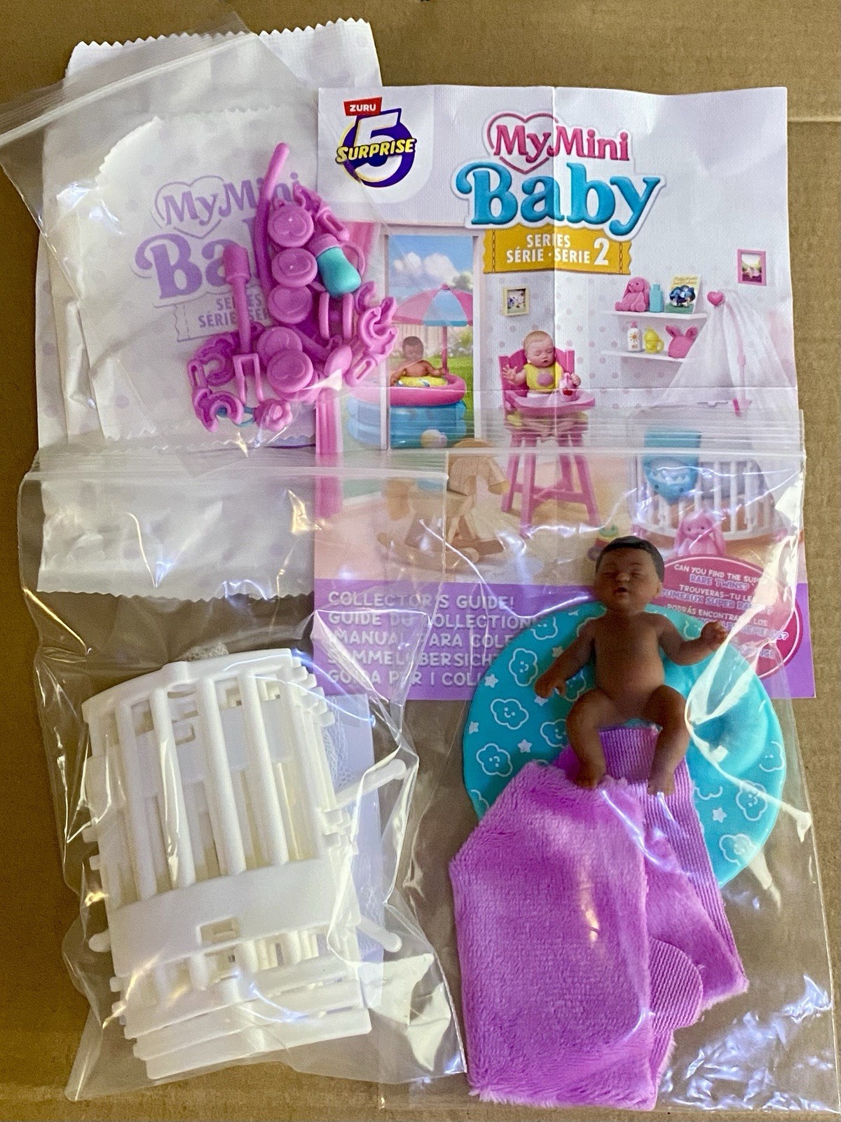 2 My Mini Baby Series 2 Rare Twins Purple Silver Double Stroller & Bassinet NEW