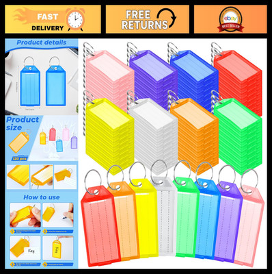 120 Pcs Colorful Plastic Key Tags with Rings & Labels - Perfect for Luggage, Bac