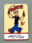 VINTAGE POPEYE 5c CARTOON SAILOR MOTOR SODA POP GAS OIL DISNEY PORCELAIN SIGN