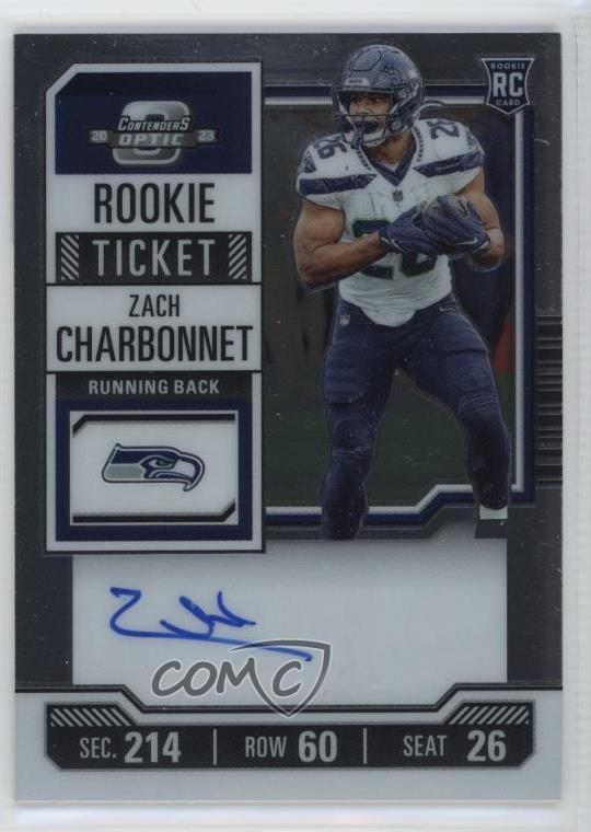 2023 Panini Contenders Optic Rookie Ticket RPS Zach Charbonnet #141 Auto 6o3