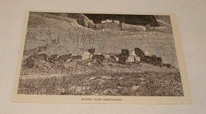 1893 magazine engraving ~ RUINED CLIFF HABITATIONS
