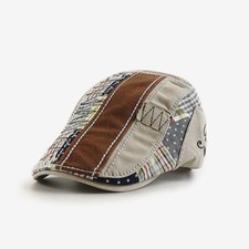 Hommes Vendeur de Journaux Chapeau Patchwork Béret Chauffeur Taxi Gatsby Ivoire