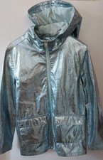 Tokyo Laundry Size 8 Hooded Jacket Festival Shiny Mettalic Blue/green