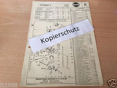 Ford Taunus 17 M P 5 60-65-70 PS, Solex Vergaser 32 PDIST-4 Ersatzteileliste - Bild 1 von 2