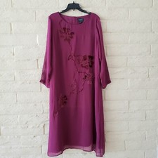 Vintage Agapo Collection Sheer Midi Dress Long Sleeve Maroon