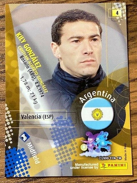 Panini 2002 World Cup Card No.4 Kily Gonzalez Argentina MF