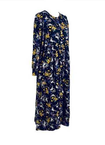 M&S Collection schwarzes geblümtes Stufenhemd Midikleid Gr. 10 Cottagecore Frühling - Bild 3 von 5